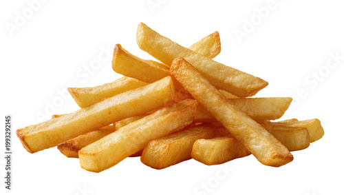Fotografi Golden crispy French fries pile, potato snack food