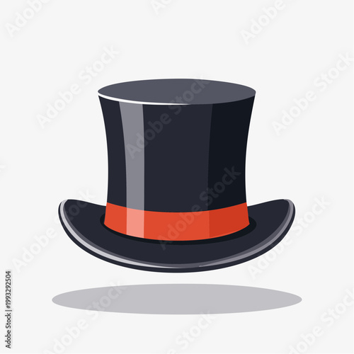 Classic Black Top Hat with Orange Band