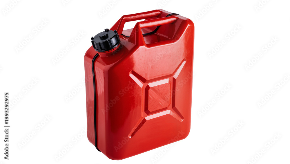 Αυτοκόλλητο Red plastic fuel canister with black handle and spout