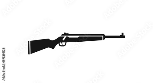 Black silhouette of a bolt action rifle on white background flat illustration