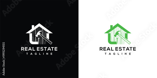 Modern Real Estate House Construction and Renovation Logo Design