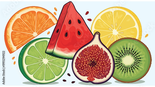Fresh Fruit Assortment - Healthy Food Graphics for Commercial Use