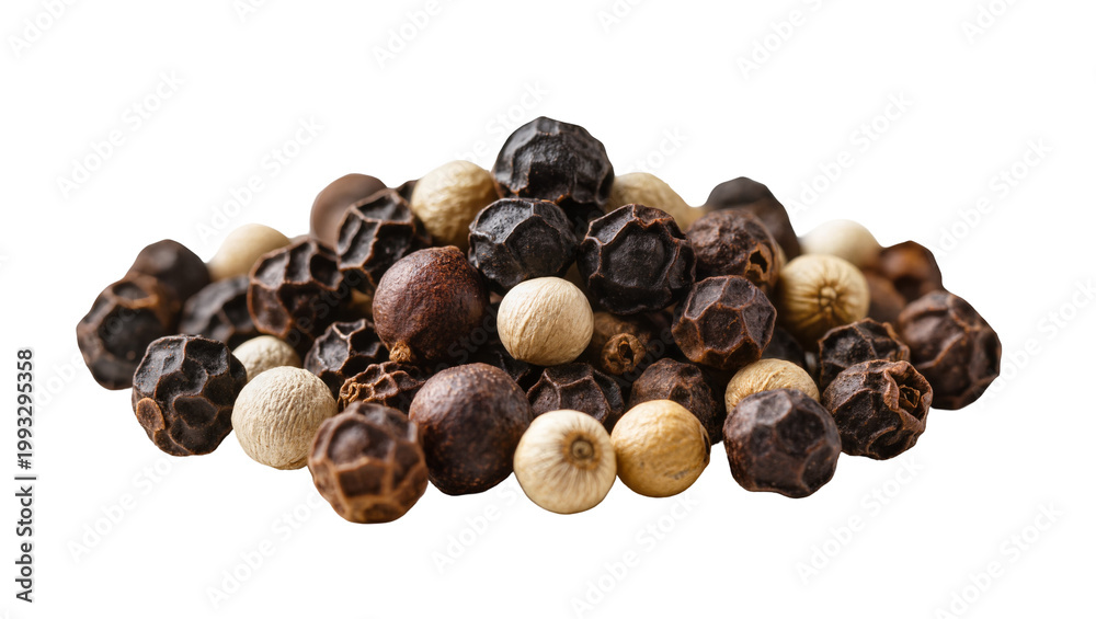 Obraz premium Mixed Black and White Peppercorns Heap Close-Up