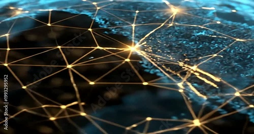 Global Digital Network Connections Over Earth.