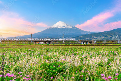 Scenic of Fuji mountain at sunset, Shizuoka, Japan.