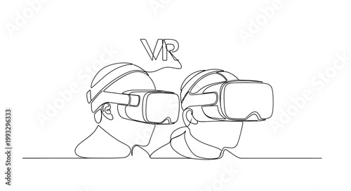 VR Technology: Two People Experiencing Virtual Reality Headsets Together