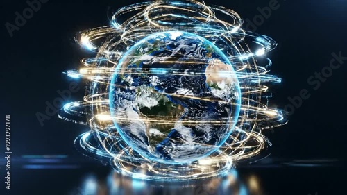 Global network and earth connection technology.