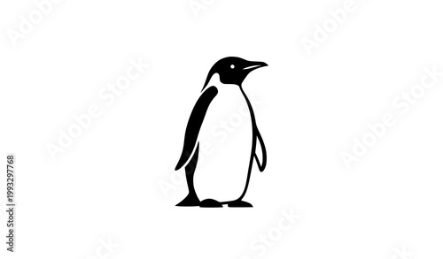 Minimalist Penguin Silhouette Vector Clean Black Icon of Arctic Bird Isolated on White Background