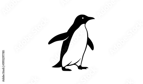 Minimalist Penguin Silhouette Vector Clean Black Icon of Arctic Bird Isolated on White Background