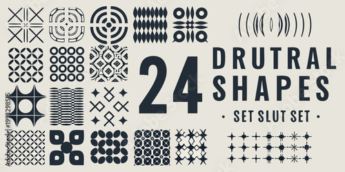 Geometric patterns and bold typography showcasing a design set collection