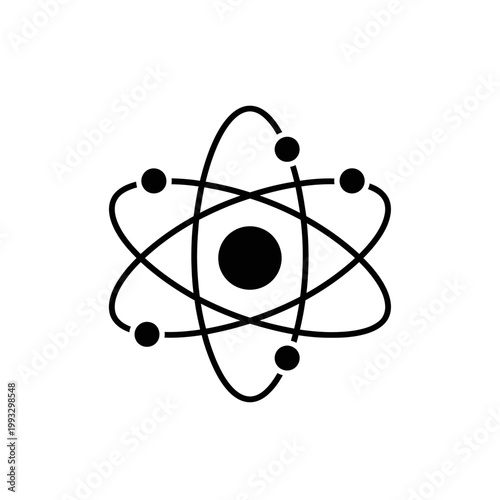 Black and white atom symbol.
