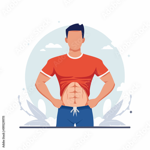 Man Showing Ripped Abs