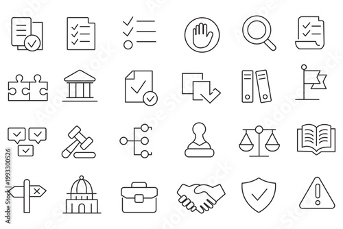 Compliance icon set for regulations and standards