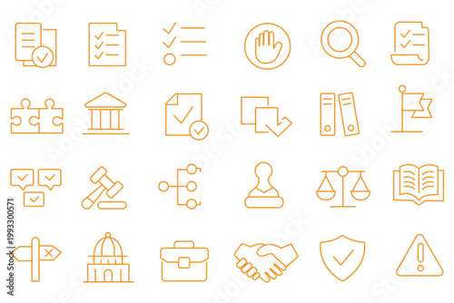Compliance icon set for regulations and standards