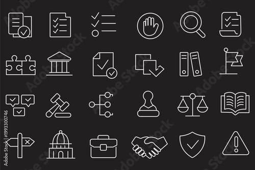 Compliance icon set for regulations and standards