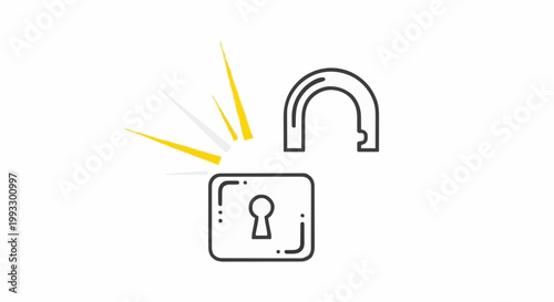 Open lock icon representing unlocked security, access, and freedom of information and data