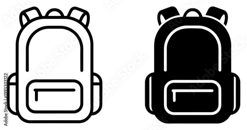 school backpack icon outline filled vector