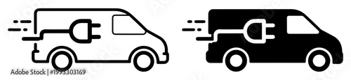 electric delivery truck icon fast shipping service