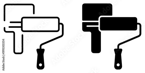 paint brush roller icon home renovation tool