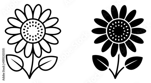 sunflower icon outline filled vector