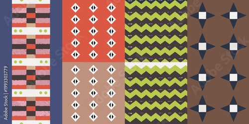 Four patterned fabric swatches arranged in a square grid layout