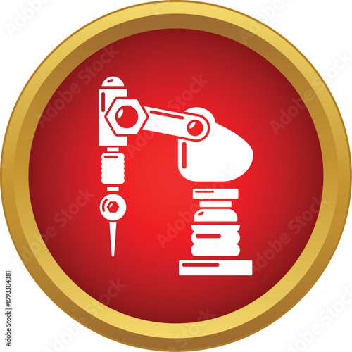 Robotic manufacturing arm performing work in an automated factory environment