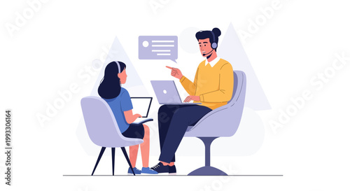 Customer service agents in a call center, working with laptops and headsets