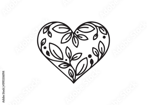 Floral Heart Silhouette: A delicate floral design blossoms within the shape of a heart, celebrating love, nature, and the beauty of simplicity.