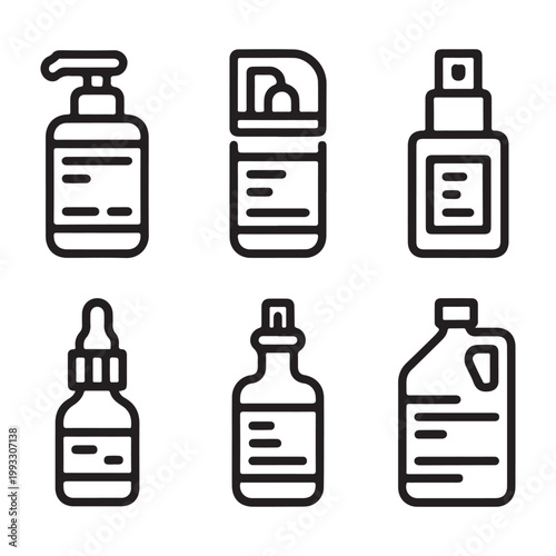 Assorted Liquid Product Packaging Line Icons