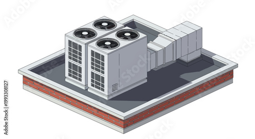 Rooftop HVAC System Isometric View.