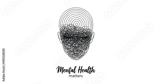 Mental health awareness, brain illustration, psychology symbol, wellness concept, vector graphics