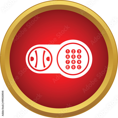 Digital keypad on a safe, providing security and asset protection icon