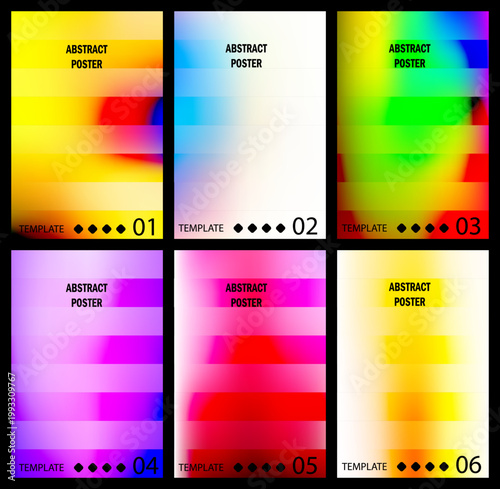 Abstract poster design with colorful horizontal gradient bands