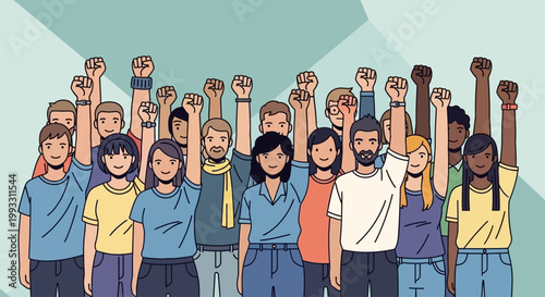 People celebrate Juneteenth Day with fists raised in unity and freedom.