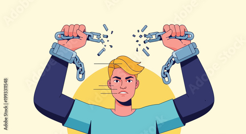 Juneteenth Day illustration of man breaking free from chains symbolizing freedom