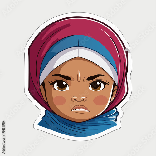 Angry Muslim Girl Wearing Hijab Sticker