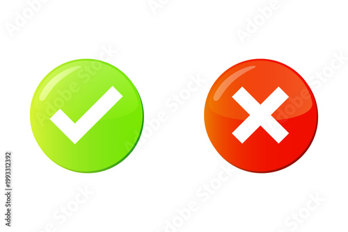 Pair of vector user interface UI buttons for voting or decision making. Clean flat design for mobile apps, games, polls, and surveys 