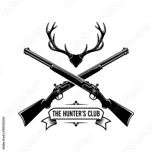 Hunters Club Logo With Crossed Rifles.