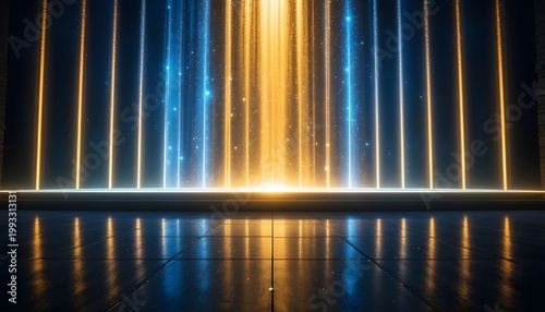 Vibrant light reflections creating a colorful pixelated pattern on glass