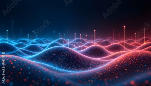 A futuristic cityscape illuminated by vibrant neon lights at dusk