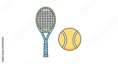 Fotografía Tennis racket and yellow ball equipment.