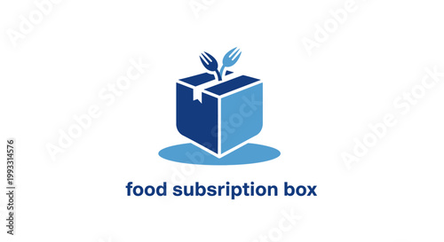 Modern Food Subscription Box Logo with Fresh Ingredients and Delivery.