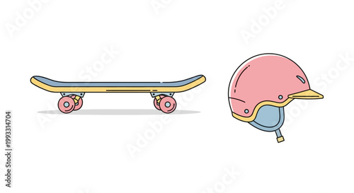 Skateboard and protective safety helmet.