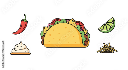 Taco with sour cream and chili.