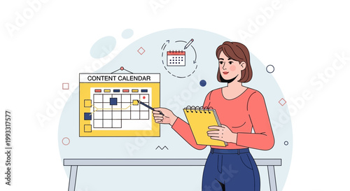 Woman planning content calendar for social media marketing and strategy