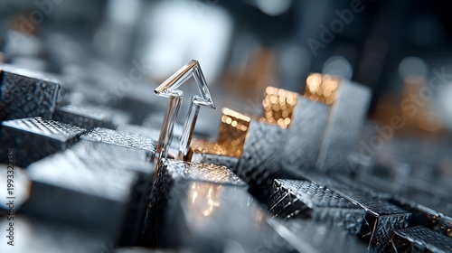 Glass arrow rising upward symbolizing business growth and financial success wallpapers