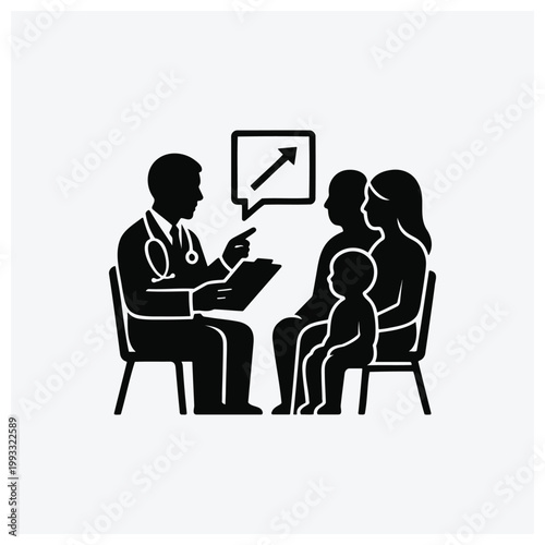 Family doctor consultation or medical appointment silhouette