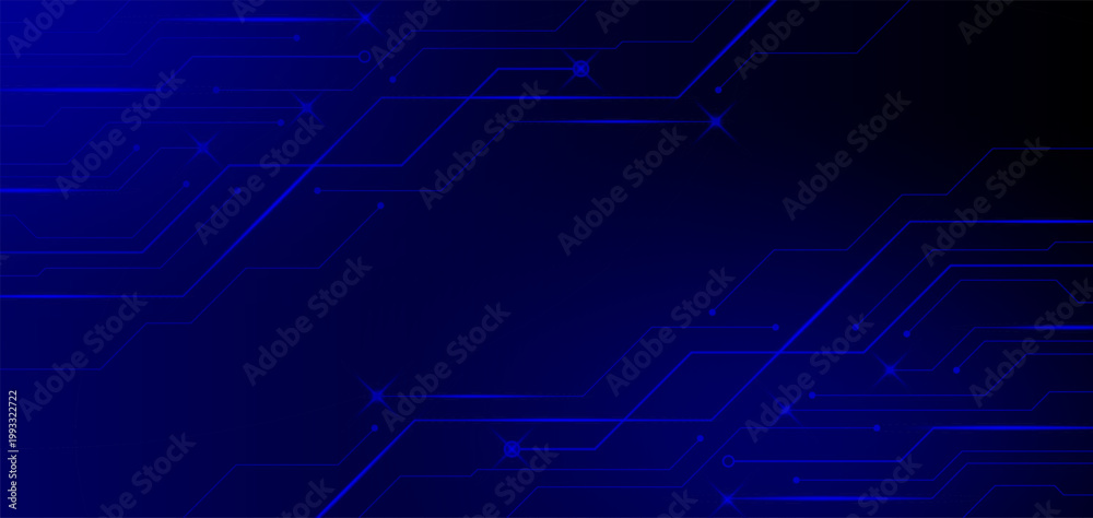 Obraz premium A futuristic blue digital circuit board vector pattern featuring technical engineering lines and network communication design for a modern computer technology business background