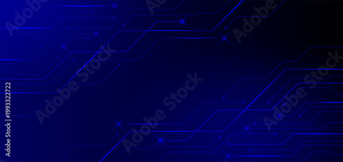 A futuristic blue digital circuit board vector pattern featuring technical engineering lines and network communication design for a modern computer technology business background