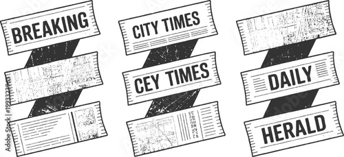Vintage newspaper headlines breaking city times daily herald with textured grunge effect